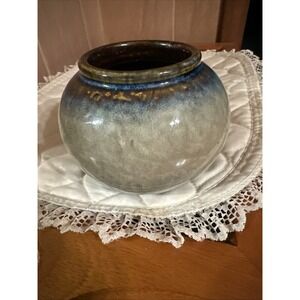 studio art pottery vase with a drip glaze finish